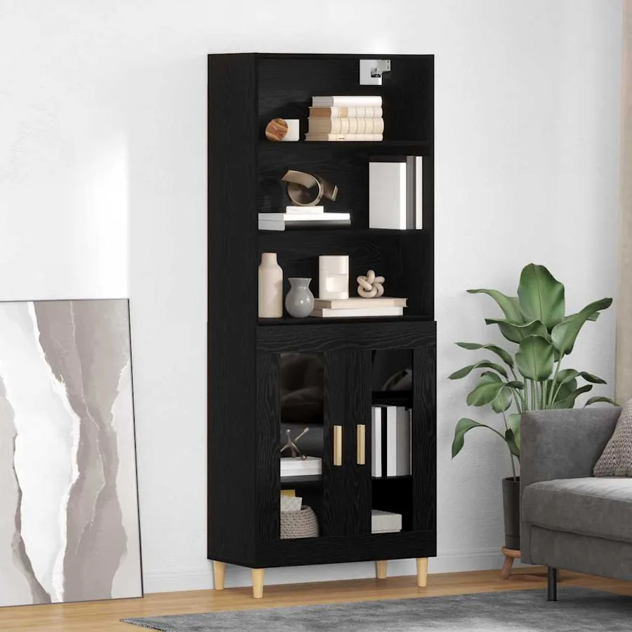 Haut Armoire Chêne noir 69,5 x 32,5 x 180 cm Bois d'ingénierie
