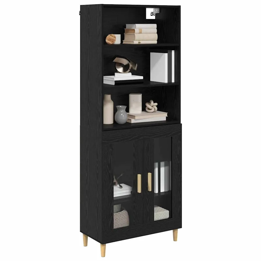 Haut Armoire Chêne noir 69,5 x 32,5 x 180 cm Bois d'ingénierie - 3