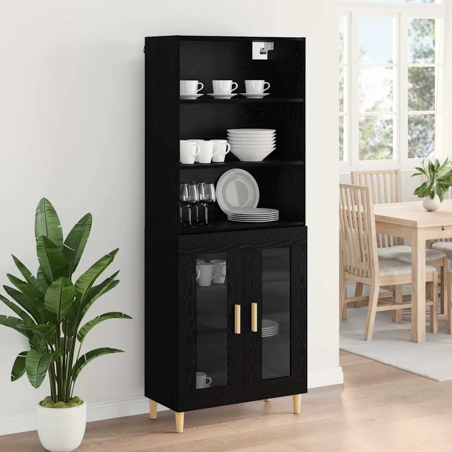 Haut Armoire Chêne noir 69,5 x 32,5 x 180 cm Bois d'ingénierie - 4