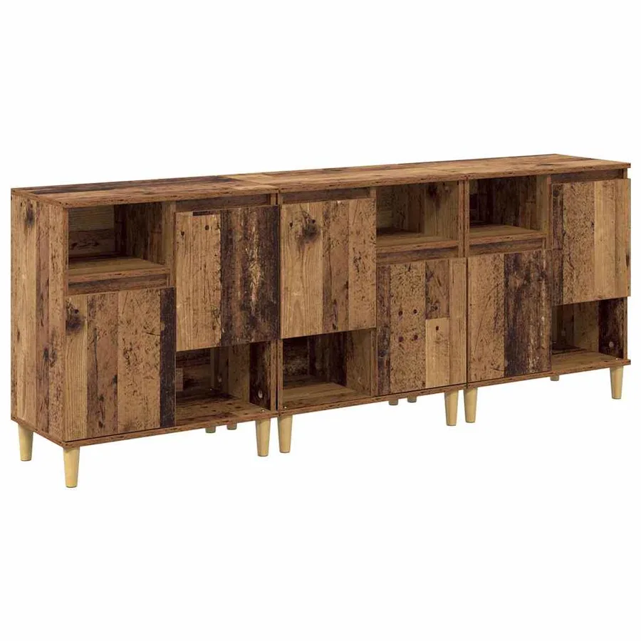 Buffets 3 pcs Bois Ancien 60 x 35 x 70 cm Bois d'ingénierie - 2
