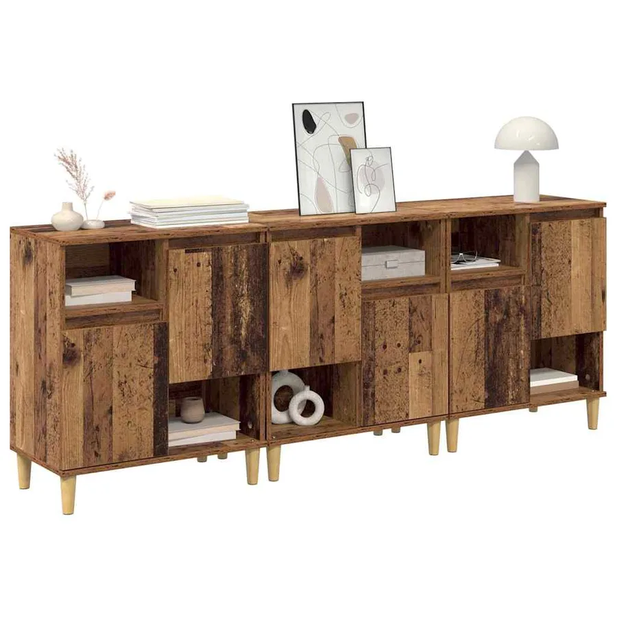 Buffets 3 pcs Bois Ancien 60 x 35 x 70 cm Bois d'ingénierie - 3