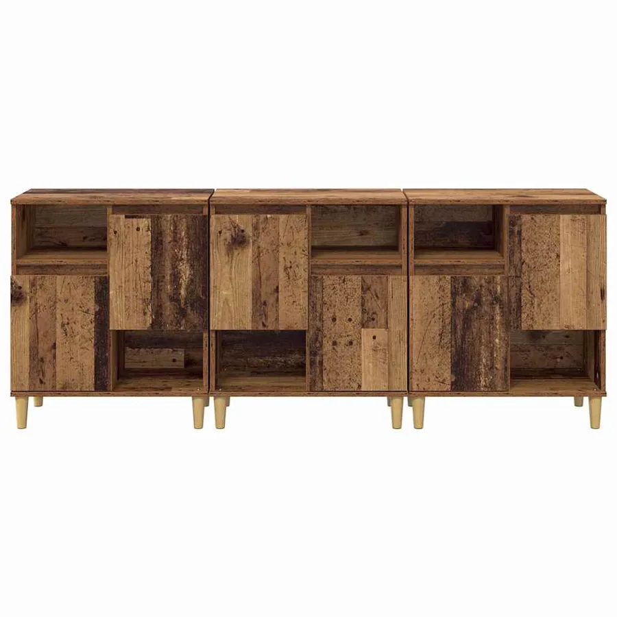 Buffets 3 pcs Bois Ancien 60 x 35 x 70 cm Bois d'ingénierie - 5