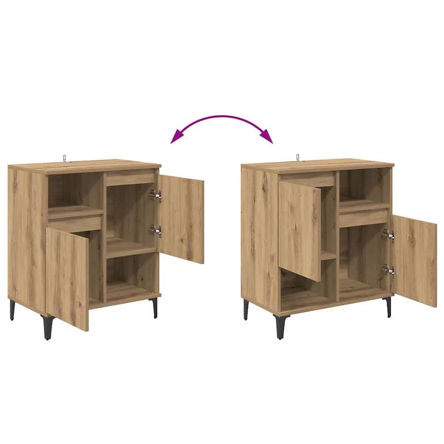 Buffets 2 pcs Chêne artisanal 60 x 35 x 70 cm Bois d'ingénierie - 12