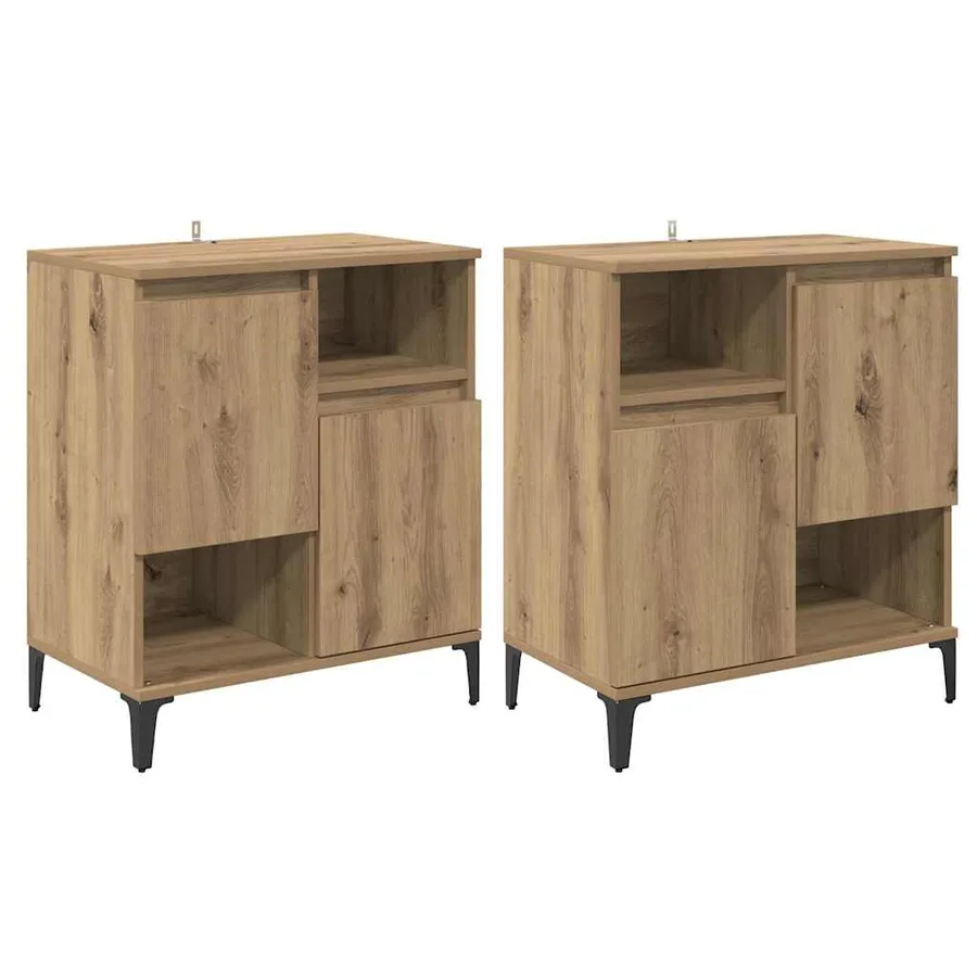 Buffets 2 pcs Chêne artisanal 60 x 35 x 70 cm Bois d'ingénierie - 2