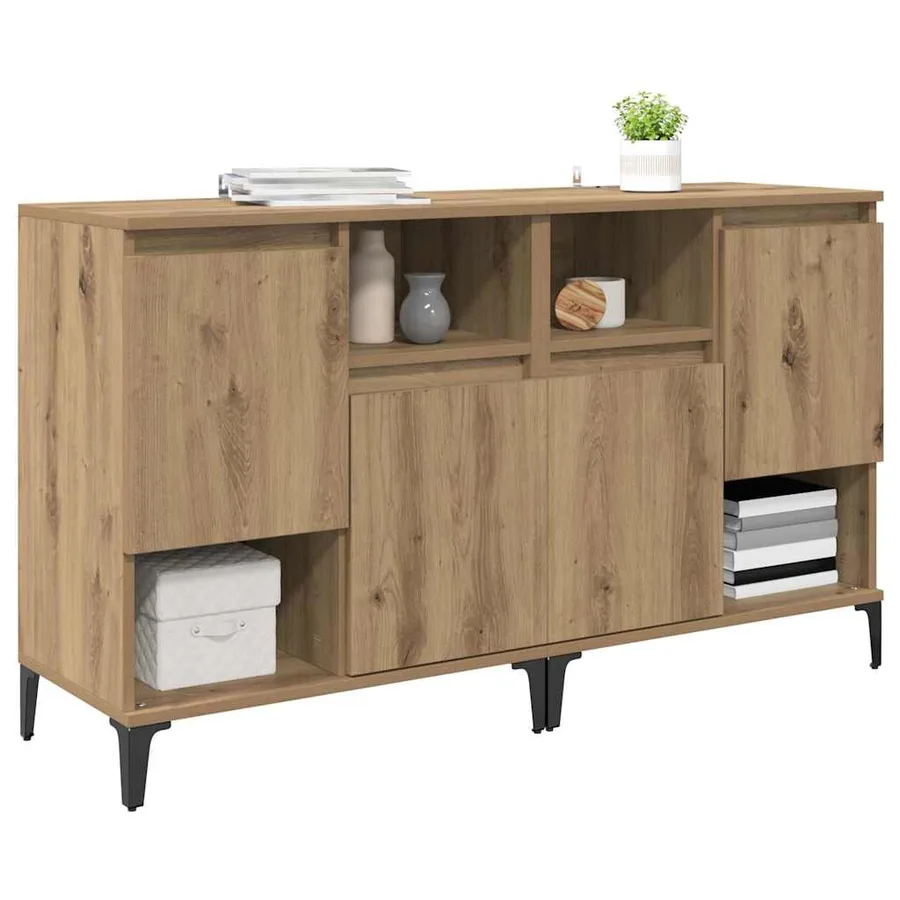 Buffets 2 pcs Chêne artisanal 60 x 35 x 70 cm Bois d'ingénierie - 3