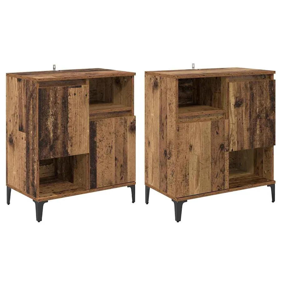 Buffets 2 pcs Bois Ancien 60 x 35 x 70 cm Bois d'ingénierie - 2