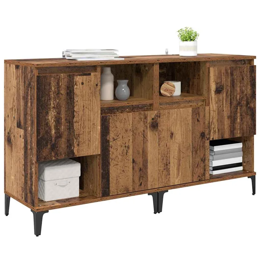 Buffets 2 pcs Bois Ancien 60 x 35 x 70 cm Bois d'ingénierie - 3