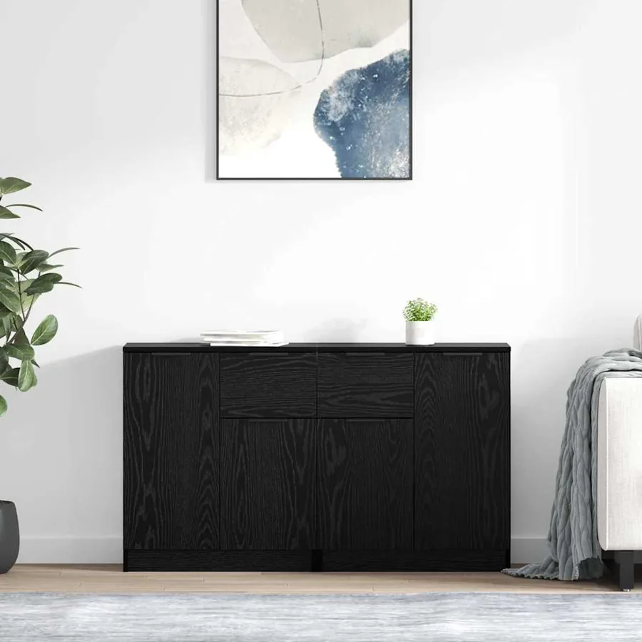 Buffets 2 pcs Chêne noir 60 x 30 x 70 cm Bois d'ingénierie