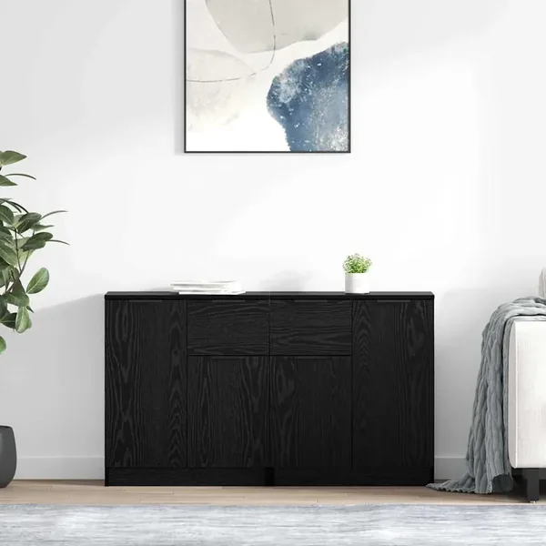 Buffets 2 pcs Chêne noir 60 x 30 x 70 cm Bois d'ingénierie
