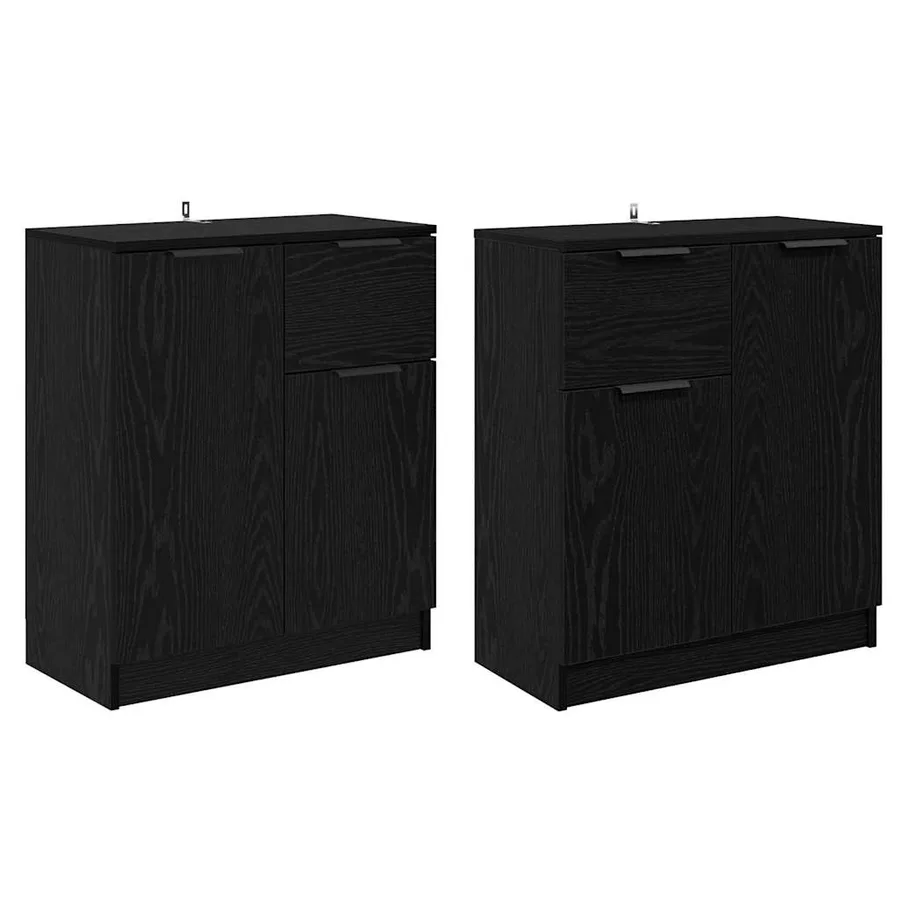 Buffets 2 pcs Chêne noir 60 x 30 x 70 cm Bois d'ingénierie - 2