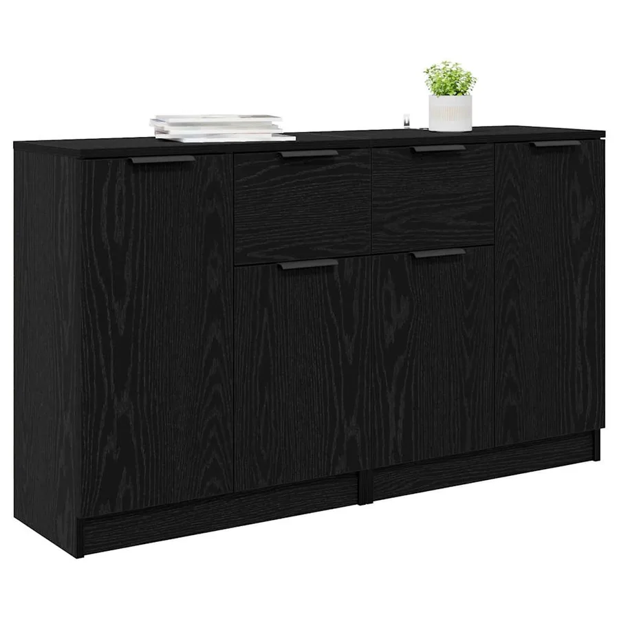 Buffets 2 pcs Chêne noir 60 x 30 x 70 cm Bois d'ingénierie - 3