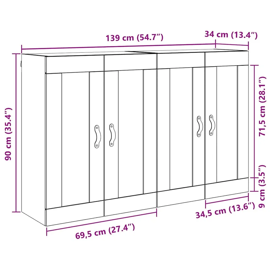 Meuble mural 2 pcs Chêne artisanal 69,5 x 34 x 90 cm - 13
