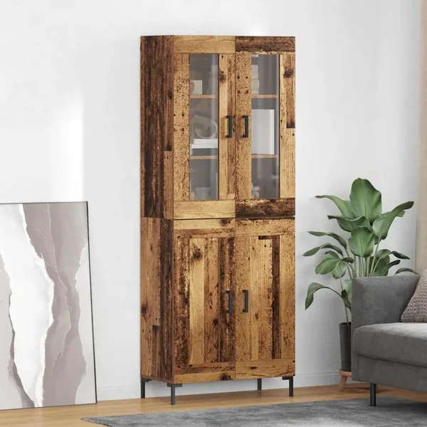Haut Armoire 2 pcs Bois ancien Bois d'ingénierie