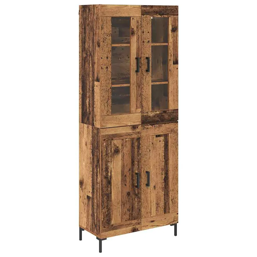 Haut Armoire 2 pcs Bois ancien Bois d'ingénierie - 2