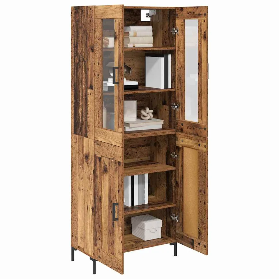 Haut Armoire 2 pcs Bois ancien Bois d'ingénierie - 3