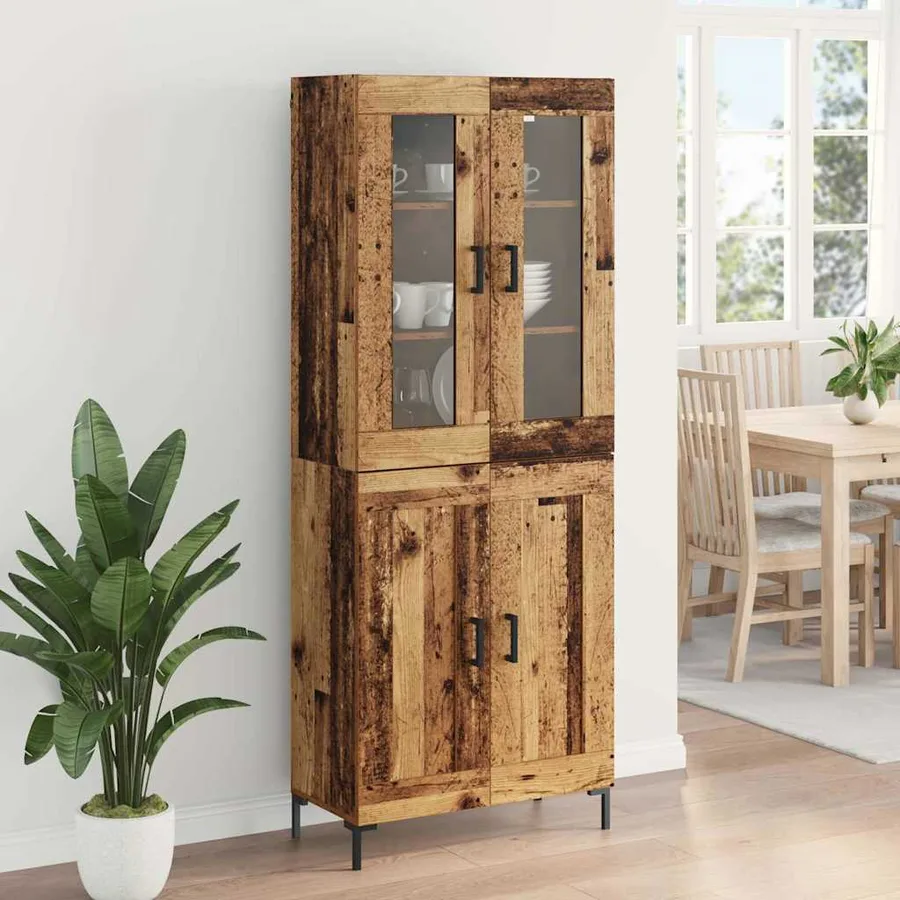 Haut Armoire 2 pcs Bois ancien Bois d'ingénierie - 4