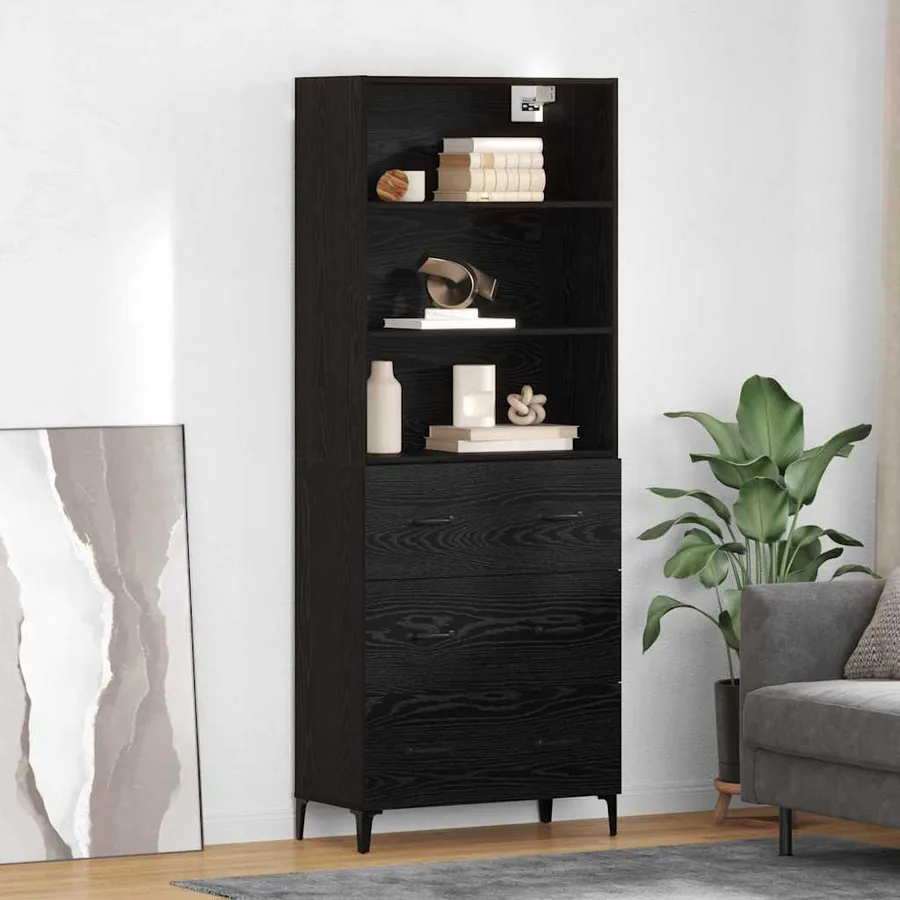 Haut Armoire Chêne noir 69,5 x 34 x 180 cm Bois d'ingénierie