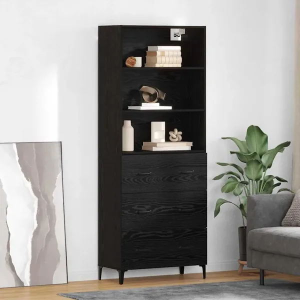 Haut Armoire Chêne noir 69,5 x 34 x 180 cm Bois d'ingénierie