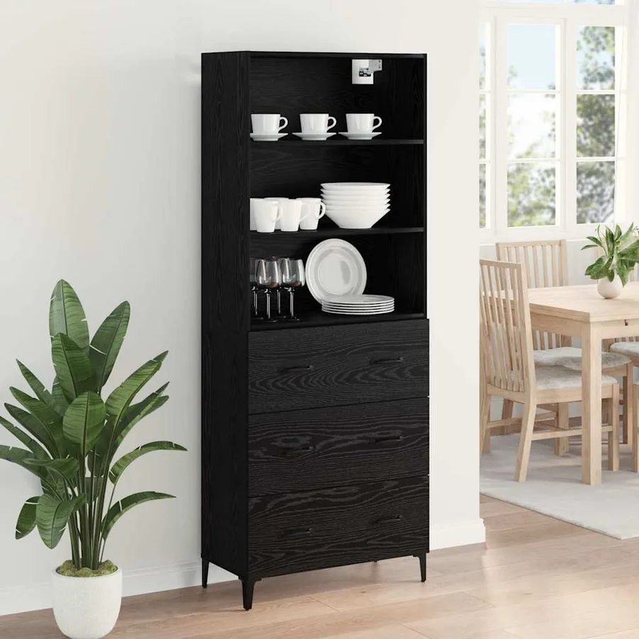 Haut Armoire Chêne noir 69,5 x 34 x 180 cm Bois d'ingénierie - 4
