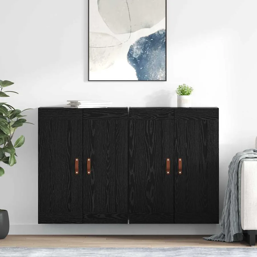 Meuble mural Montage mural 2 pcs Chêne noir 69,5 x 34 x 90 cm