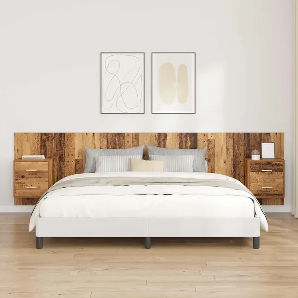 Tête de lit avec armoire 3 pcs Bois Ancien Bois d'ingénierie