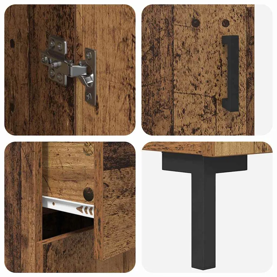 Haut Armoire avec tiroir 2 pcs Bois ancien Bois d'ingénierie - 11