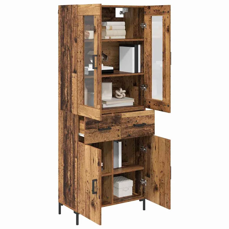 Haut Armoire avec tiroir 2 pcs Bois ancien Bois d'ingénierie - 3