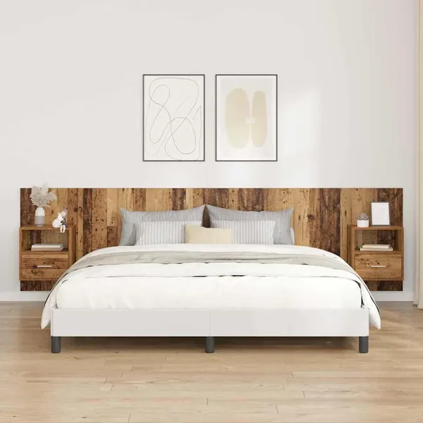 Tête de lit avec armoire 3 pcs Bois Ancien Bois d'ingénierie