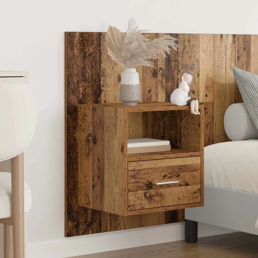 Tête de lit avec armoire 3 pcs Bois Ancien Bois d'ingénierie - 4