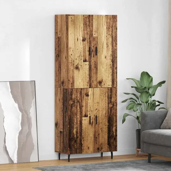Haut Armoire 2 pcs Bois Ancien Bois d'ingénierie