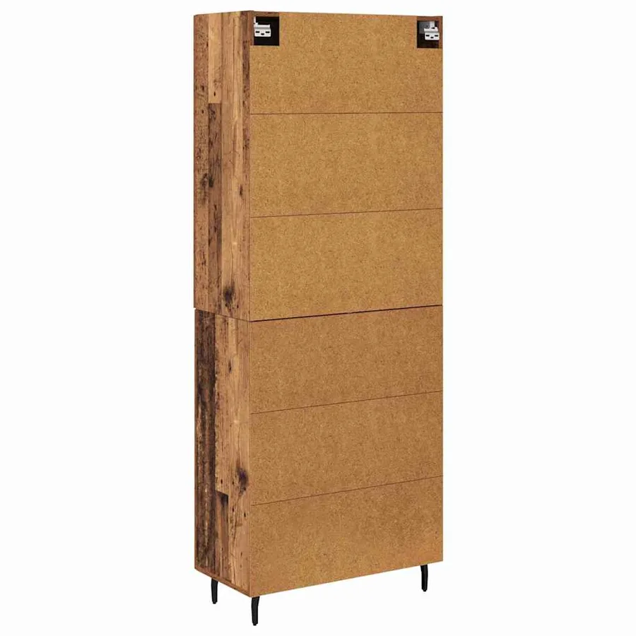 Haut Armoire 2 pcs Bois Ancien Bois d'ingénierie - 10