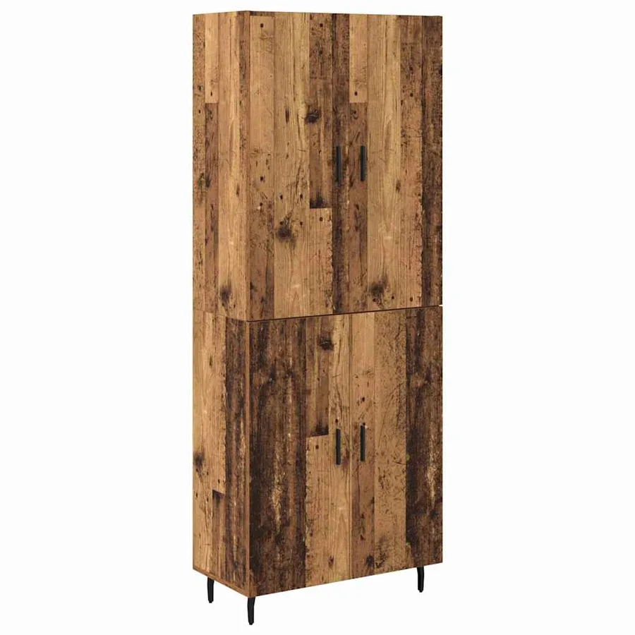 Haut Armoire 2 pcs Bois Ancien Bois d'ingénierie - 2