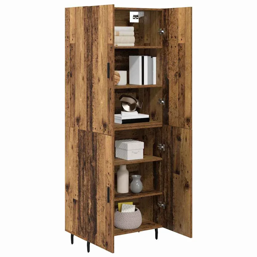 Haut Armoire 2 pcs Bois Ancien Bois d'ingénierie - 3