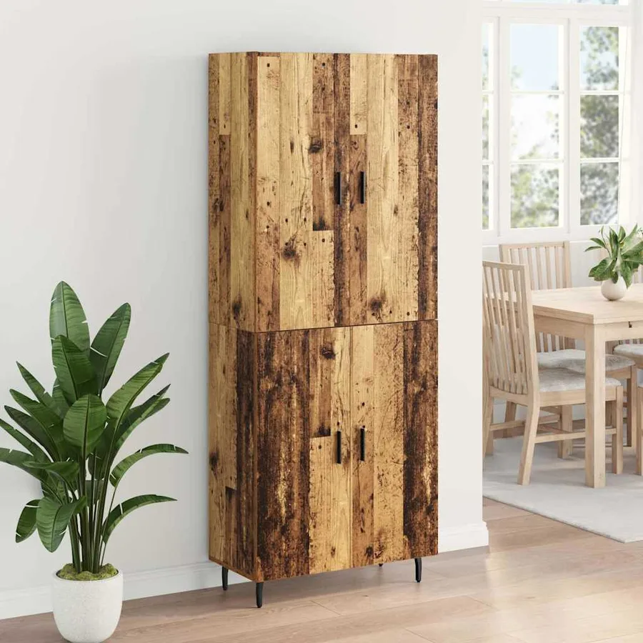 Haut Armoire 2 pcs Bois Ancien Bois d'ingénierie - 4
