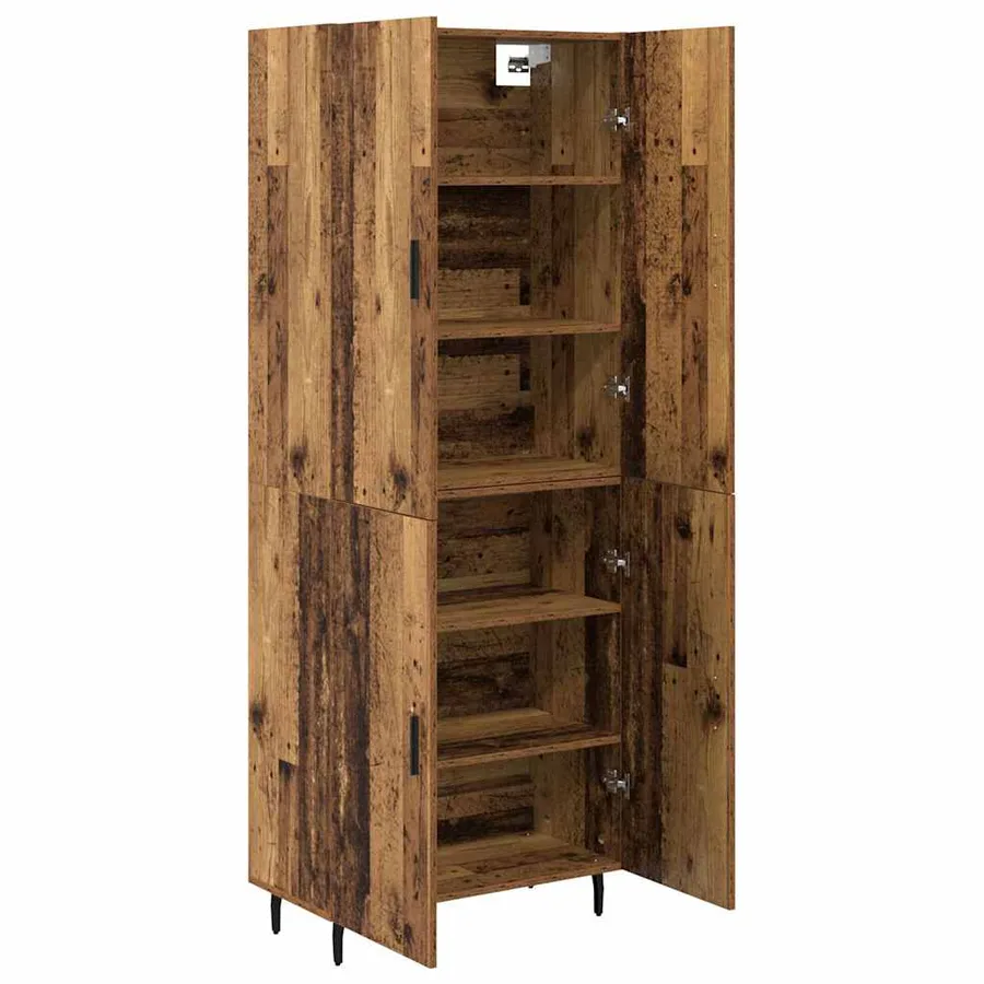 Haut Armoire 2 pcs Bois Ancien Bois d'ingénierie - 5