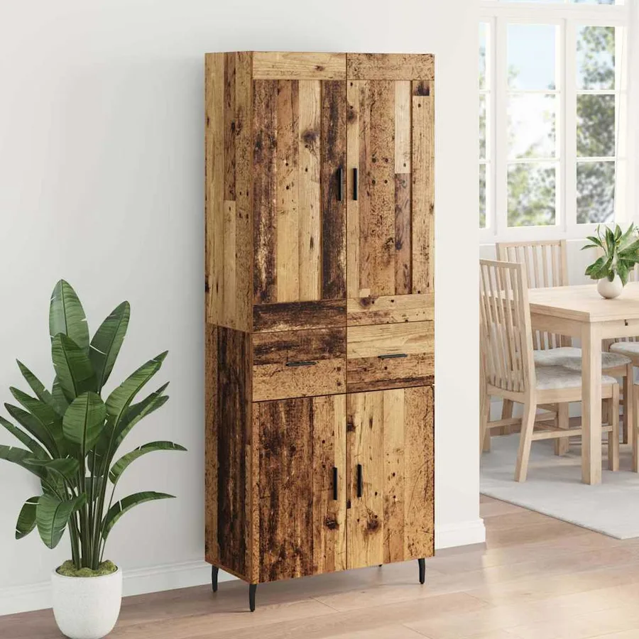 Haut Armoire avec tiroir 2 pcs Bois ancien Bois d'ingénierie - 4