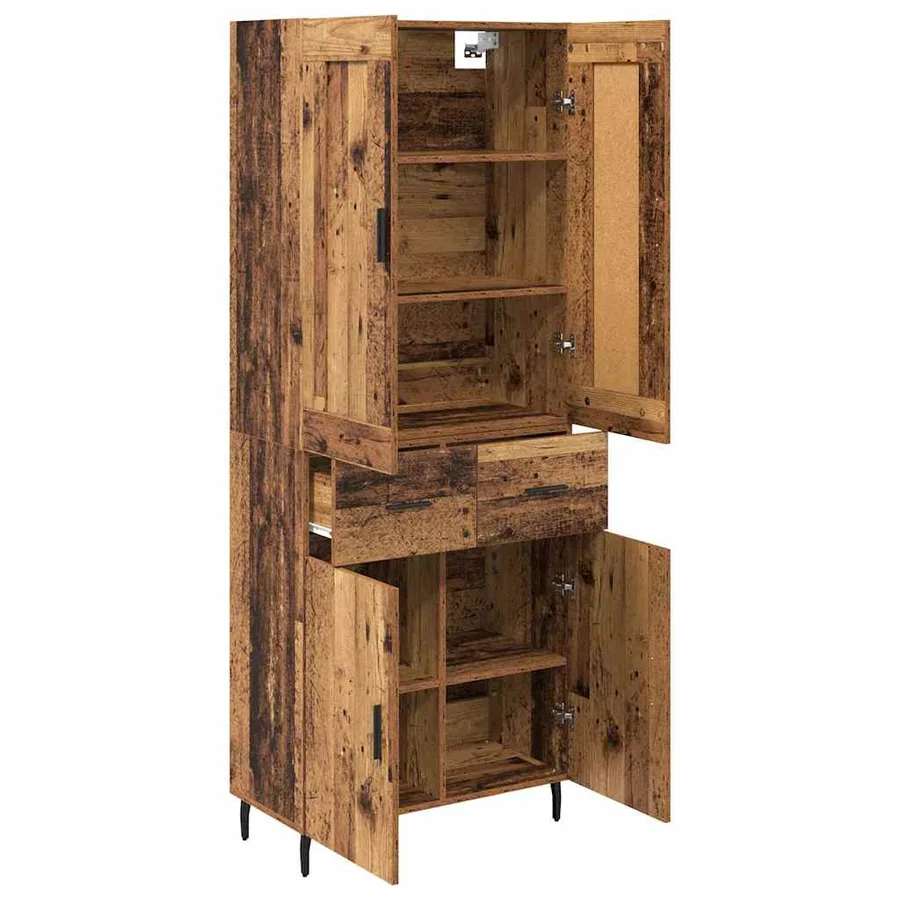 Haut Armoire avec tiroir 2 pcs Bois ancien Bois d'ingénierie - 5
