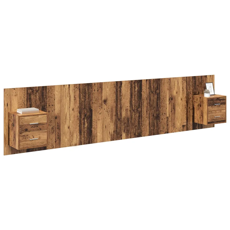 Tête de lit avec armoire 3 pcs Bois Ancien Bois d'ingénierie - 3