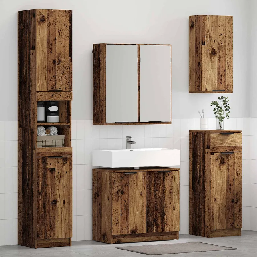Ensemble de mobilier de salle de bain 5 pcs Bois ancien
