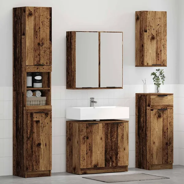 Ensemble de mobilier de salle de bain 5 pcs Bois ancien
