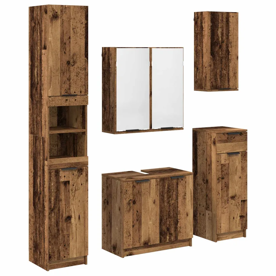 Ensemble de mobilier de salle de bain 5 pcs Bois ancien - 2