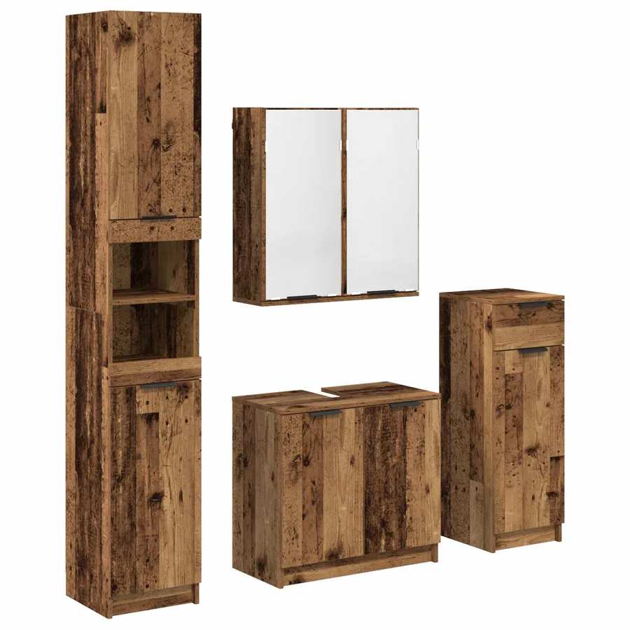 Ensemble de mobilier de salle de bain 4 pcs Bois ancien - 2