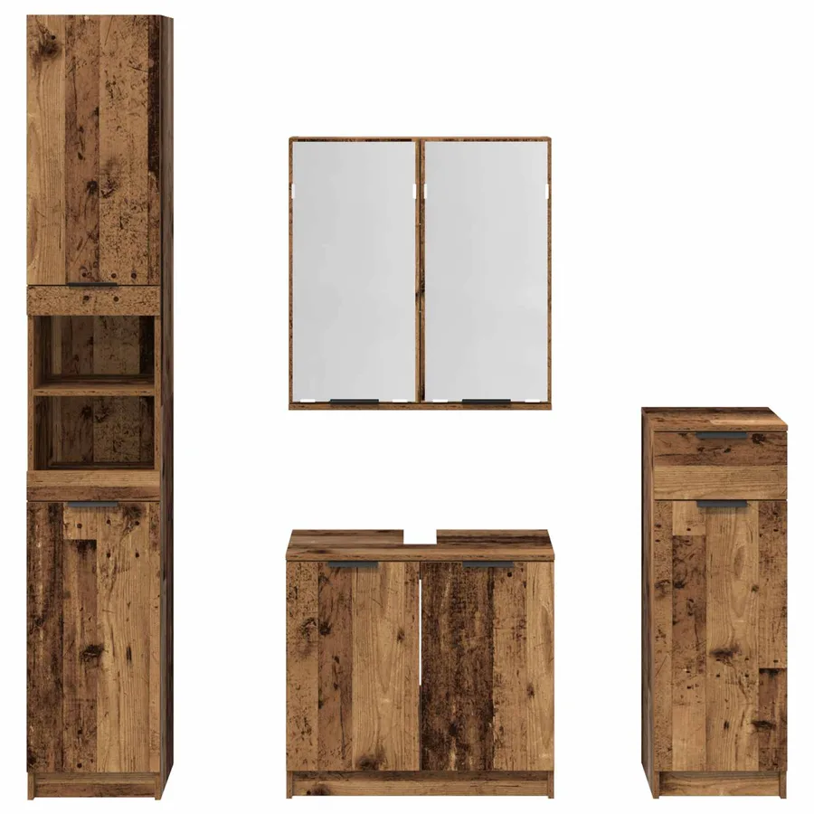 Ensemble de mobilier de salle de bain 4 pcs Bois ancien - 8