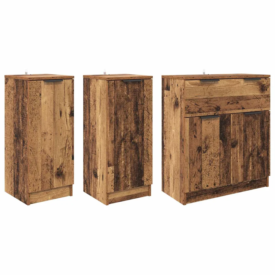 Buffet avec tiroir 3 pcs Bois Ancien Bois d'ingénierie - 2