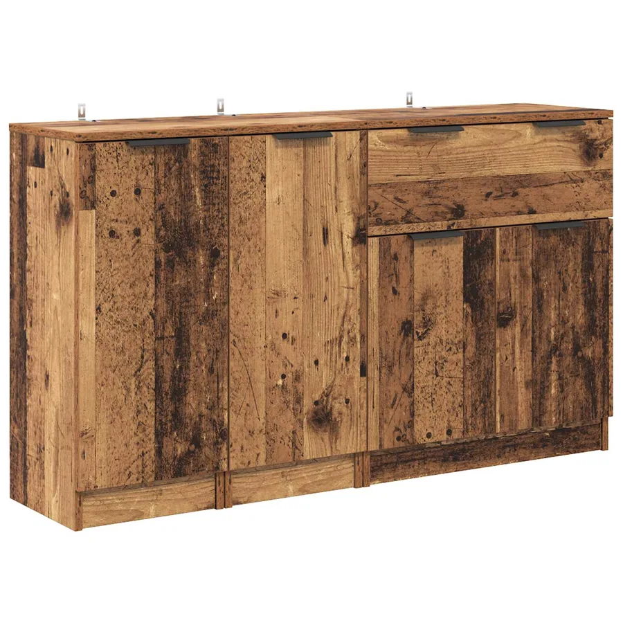 Buffet avec tiroir 3 pcs Bois Ancien Bois d'ingénierie - 5