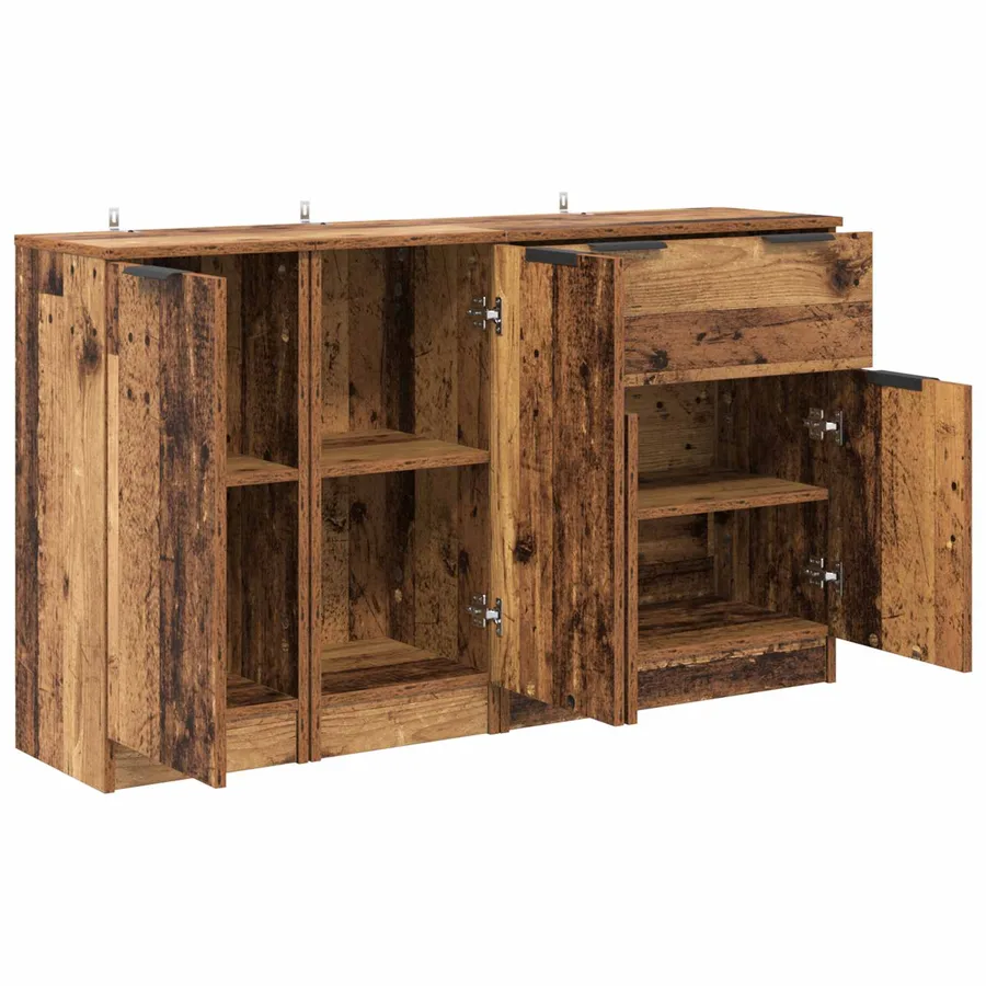 Buffet avec tiroir 3 pcs Bois Ancien Bois d'ingénierie - 6