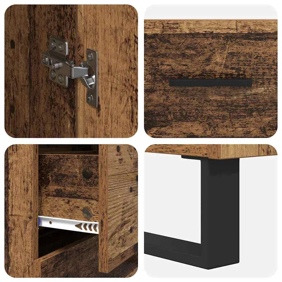 Haut Armoire avec tiroir 2 pcs Bois Ancien 69,5 x 34 x 180 cm - 11
