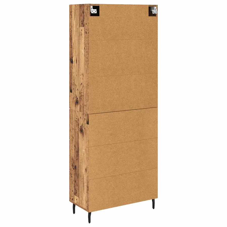 Haut Armoire 2 pcs Bois Ancien Bois Aggloméré et Verre - 8