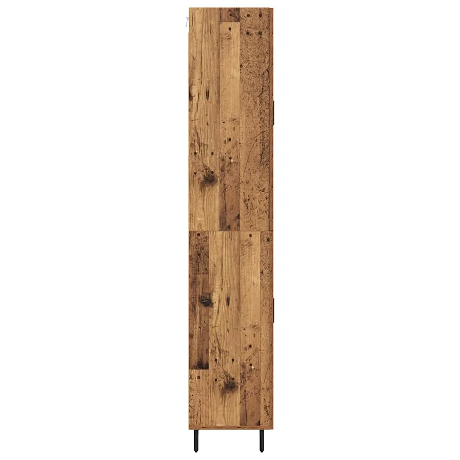 Haut Armoire 2 pcs Bois Ancien Bois Aggloméré et Verre - 9