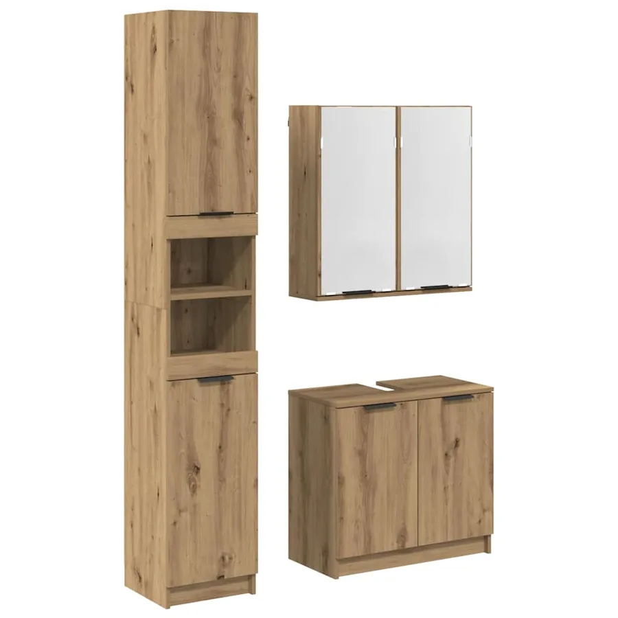 Ensemble de Meubles de Salle de Bain 3 pc Chêne artisanal - 2